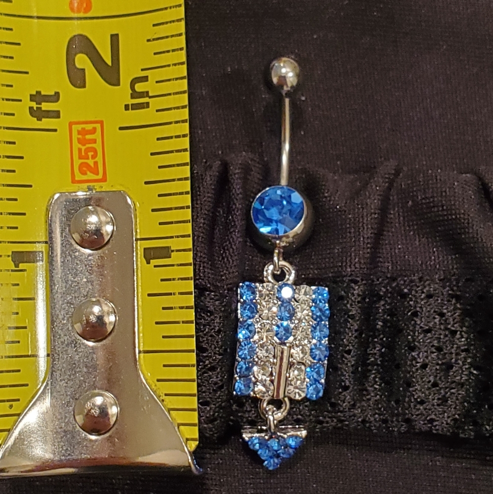 Belly/Naval Ring Blue Striped Flag